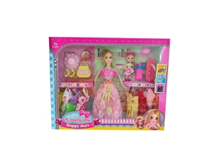 High-grade 11.5-inch movable hand solid body grand wedding Barbie with 3-inch doll, skateboard, milk bottle and hat blister accessories