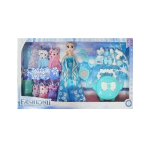 High-grade 11.5-inch 12-joint solid body ice princess doll with large angel-style handbags, mini makeup blister parts, comb and mirror accessories & hanging dresses