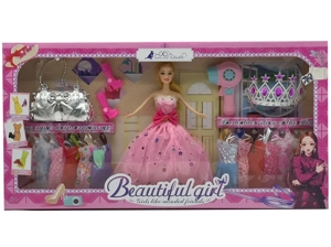 High-grade 11.5-inch movable hand solid body grand wedding Barbie with handbags, shoes, large crown boxes and hairdryer accessories