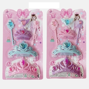 High-grade PVC accessory triple crown + two scepter ornament set, random mixed colors