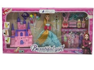 High-grade 11.5-inch movable hand solid body grand wedding Barbie with mirror & comb blister parts, magic wands, balloons and big castle accessories