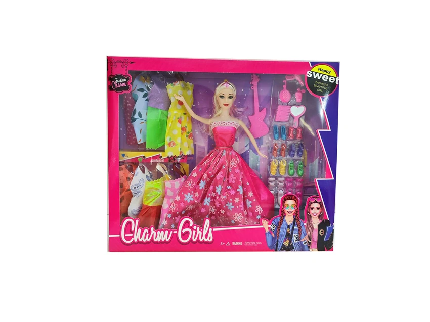 High-grade 11.5-inch movable hand solid body grand wedding Barbie with shoe blister accessories, small guitar parts and hanging clothes