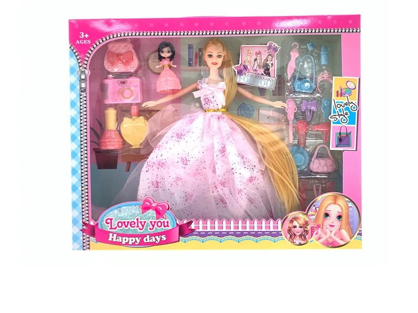 High-grade 11.5-inch movable hand solid body grand wedding Barbie with perfume bottle blisters, mini doll boxes and umbrella blister accessories