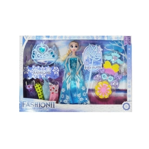 High-grade 11.5-inch 12-joint solid body ice princess doll with large crown, magic wand, makeup comb blisters and hanging dresses