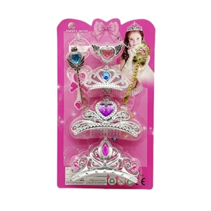 High-grade PVC accessory triple crown + two scepter ornament set, random mixed colors