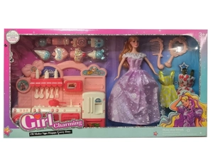 High-grade 11.5-inch movable hand solid body grand wedding Barbie with comb, mirror, large cabinet parts and ice cream blister accessories