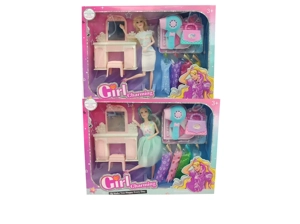 High-grade 11.5-inch 12-joint solid body fashion Barbie mixed 2 styles with hairdryer, handbag and dressing table accessories