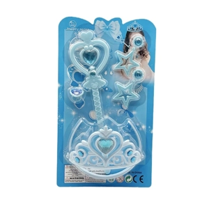 High-grade PVC accessory solid crown + scepter + earrings + rings, random mixed colors