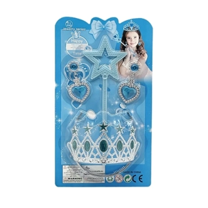 High-grade PVC accessory five-pointed star crown + five-pointed star scepter + earrings, random mixed colors