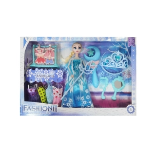High-grade 11.5-inch 12-joint solid body ice princess doll with clothes hanger blisters, large crown, comb, mirror, magic wand accessories and hanging dresses