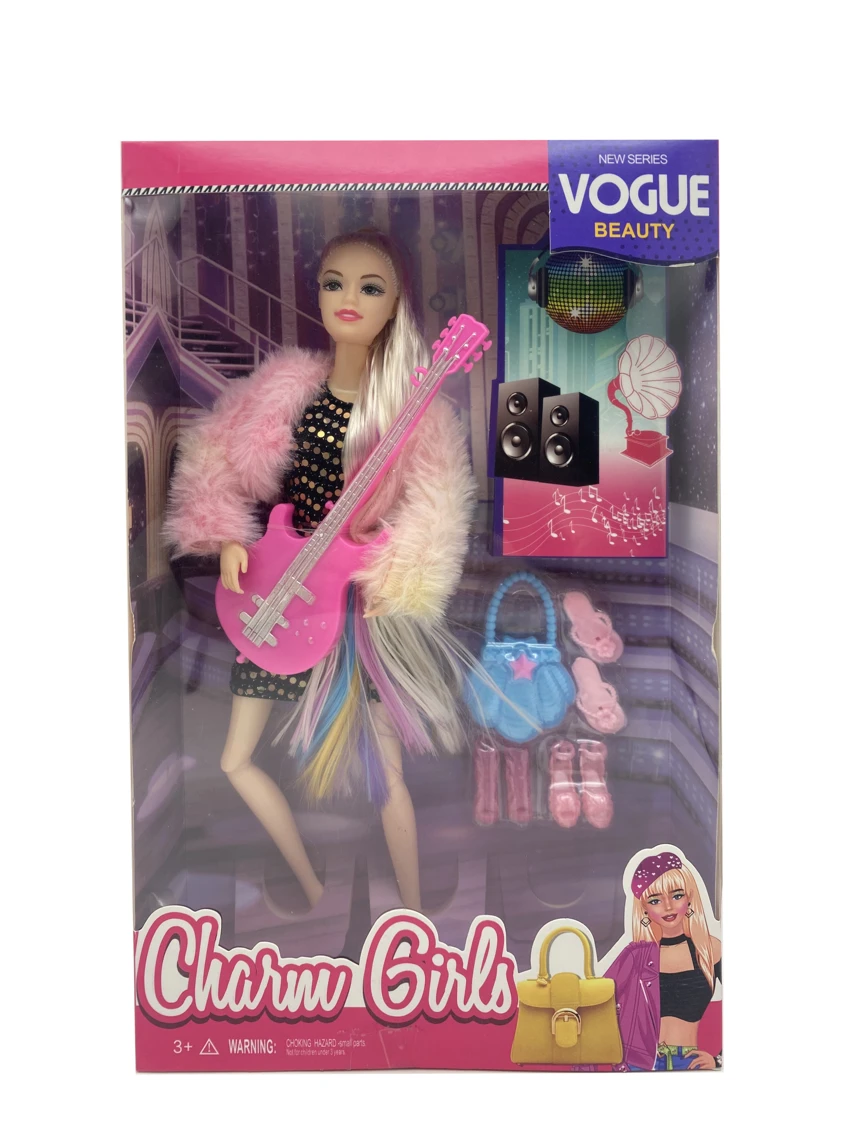 11.5-inch 12-joint solid body fashion Barbie with guitar and handbag blister accessories