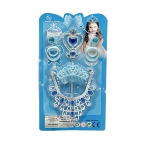 High-grade PVC accessory crown scepter + small crown + six-diamond chest pendant + earrings, random mixed colors