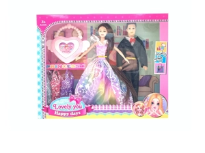 High-grade 11.5-inch movable hand solid body grand wedding Barbie plus 11.5-inch hollow body movable hand male doll with big heart-shaped bags and hanging dresses