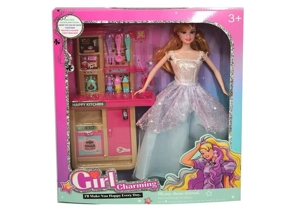 11.6-inch movable hand solid body fashion wedding Barbie with large kitchen cabinet blister accessories