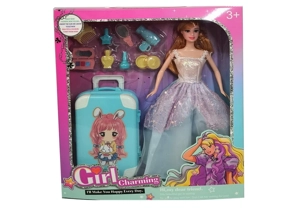 11.5-inch movable hand solid body fashion wedding Barbie with makeup blister accessories and large trolley cases