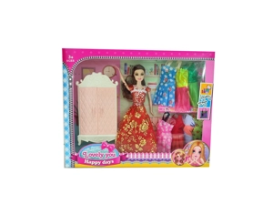 High-grade 11.5-inch movable hand solid body grand wedding Barbie with large wardrobe accessories and hanging dresses