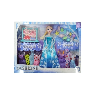 High-grade 11.5-inch 12-joint solid body ice princess doll with clothes hanger blisters, ice cream & conch blisters and hanging dress accessories
