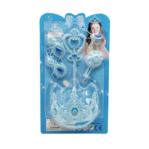High-grade PVC accessory solid three-point crown + crown scepter + earrings + ornaments, random mixed colors