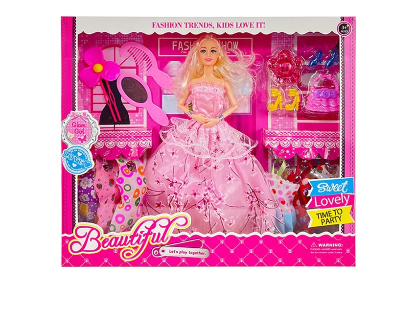 High-grade 11.5-inch 9-joint solid body grand wedding Barbie with combs, mirrors, handbag blister parts and windmill accessories
