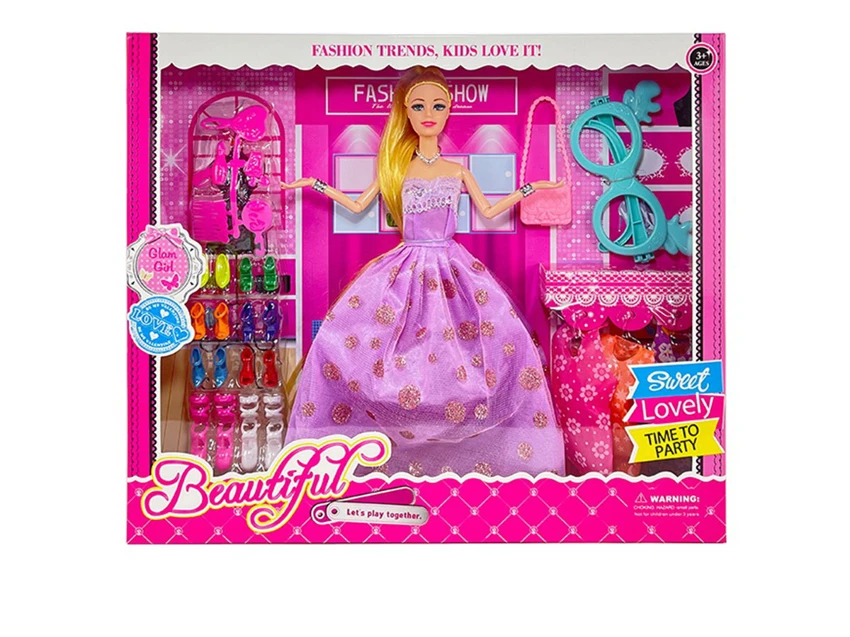 High-grade 11.5-inch 9-joint solid body grand wedding Barbie with shoe blister accessories, big glasses, small bags and hanging dresses