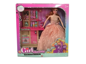 11.5-inch movable hand solid body fashion wedding Barbie with large kitchen cabinet blister accessories
