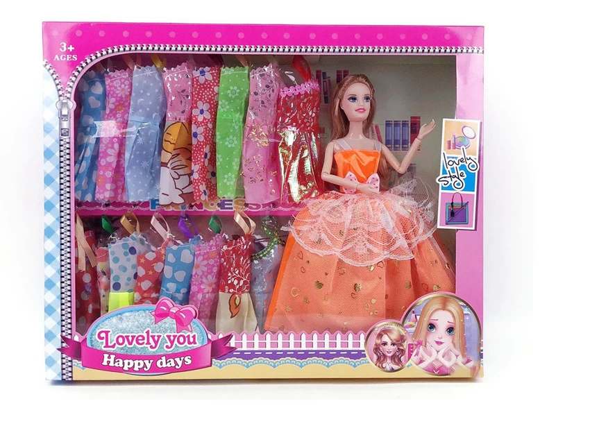 High-grade 11.5-inch 9-joint solid body grand wedding Barbie with hanging dresses