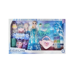 High-grade 11.5-inch 12-joint solid body ice princess doll with makeup blister parts, big glasses, large heart-shaped handbags and shoe blister accessories & hanging dresses