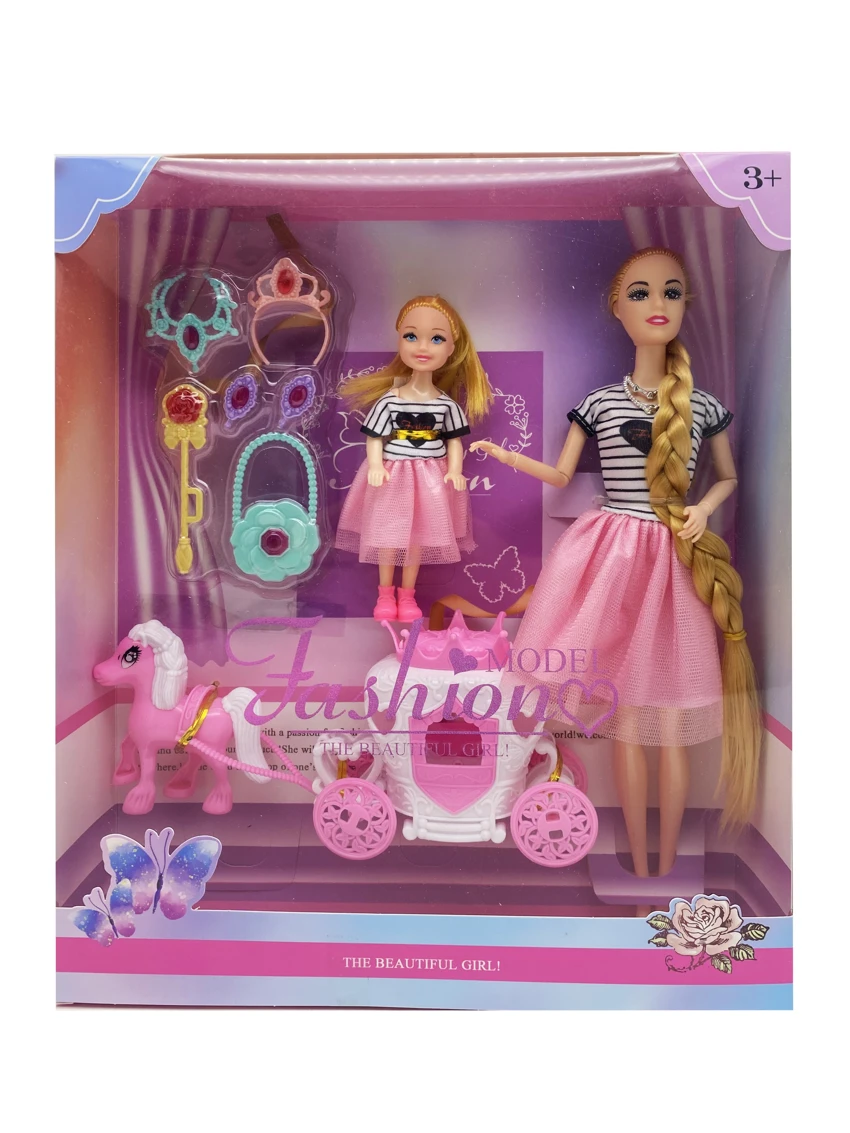 11.5-inch 12-joint solid body fashion Barbie with mini carriage, excluding blister parts and 7-inch girl doll