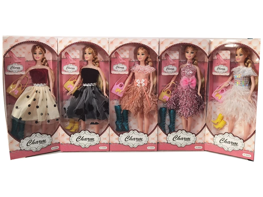 11.5-inch movable hand solid body fashion Barbie mixed 6 styles with handbag and shoe parts
