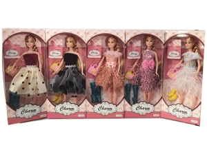 11.5-inch movable hand solid body fashion Barbie mixed 6 styles with handbag and shoe parts