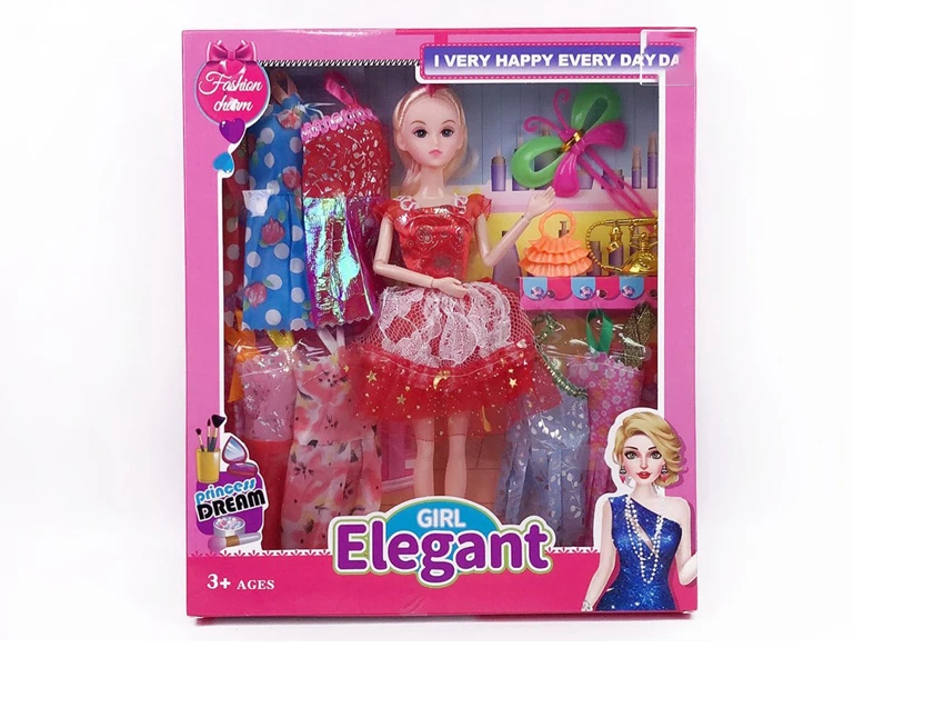 11.5-inch 9-joint solid body dress-style Barbie with butterfly ornaments, handbags and hanging clothes