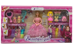 High-grade 11.5-inch movable hand solid body grand wedding Barbie with large mirror, comb parts, earrings and princess schoolbag blister hanging dresses