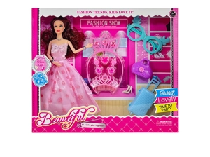 High-grade 11.5-inch 9-joint solid body grand wedding Barbie with large crown blister accessories, suitcases, handbags and big glasses