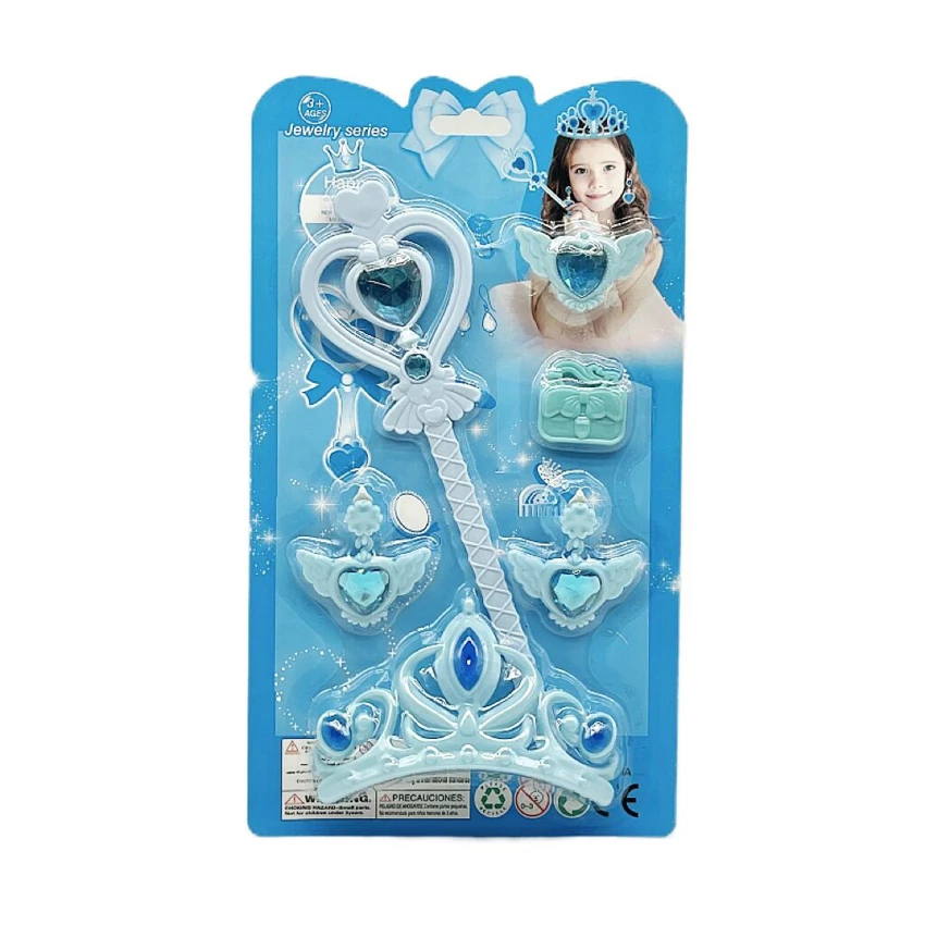 High-grade PVC accessory solid three-point pointed crown + solid scepter + ornaments, random mixed colors