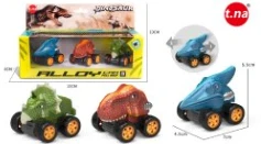Alloy Pull-back Dinosaur Car 3-style Mixed