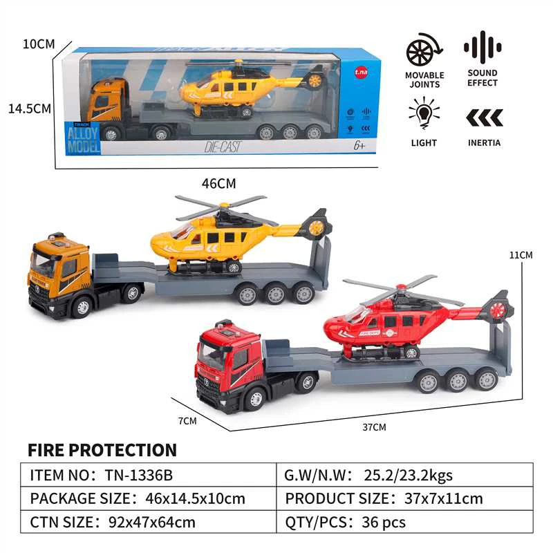 Acousto-Optical Inertia Alloy Drag Head Flat Transport Vehicle 1 Inertia Helicopter 2 Warna Mixed Package