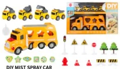 Cartoon Educational Spray Music Container Truck with 4PCS Inertia Alloy Engineering Cars Series