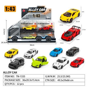 1:43 Alloy Pull-back Racing Car Door-openable Random Mixed 12PCS