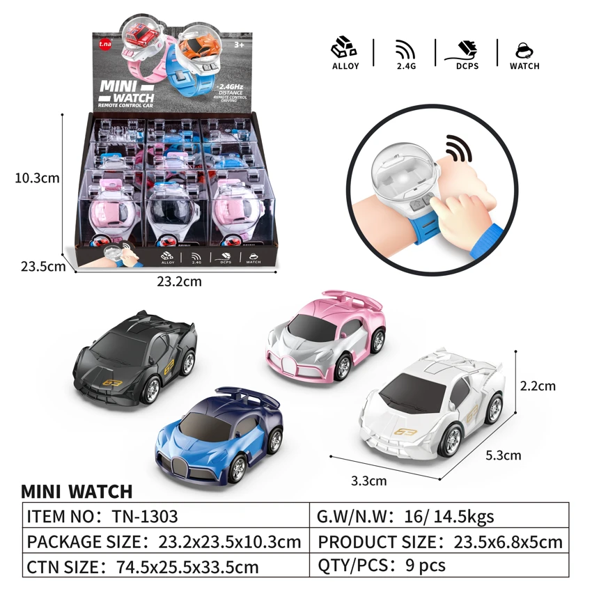 1: 56 Dua saluran 2.4G kawalan jauh aloi jam tangan perlumbaan 9PCS