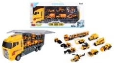 Gliding Container Truck with 11PCS Alloy Engineering Cars (Double-sided)