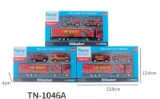 Alloy European Tractor Trailer with 2PCS Fire Trucks