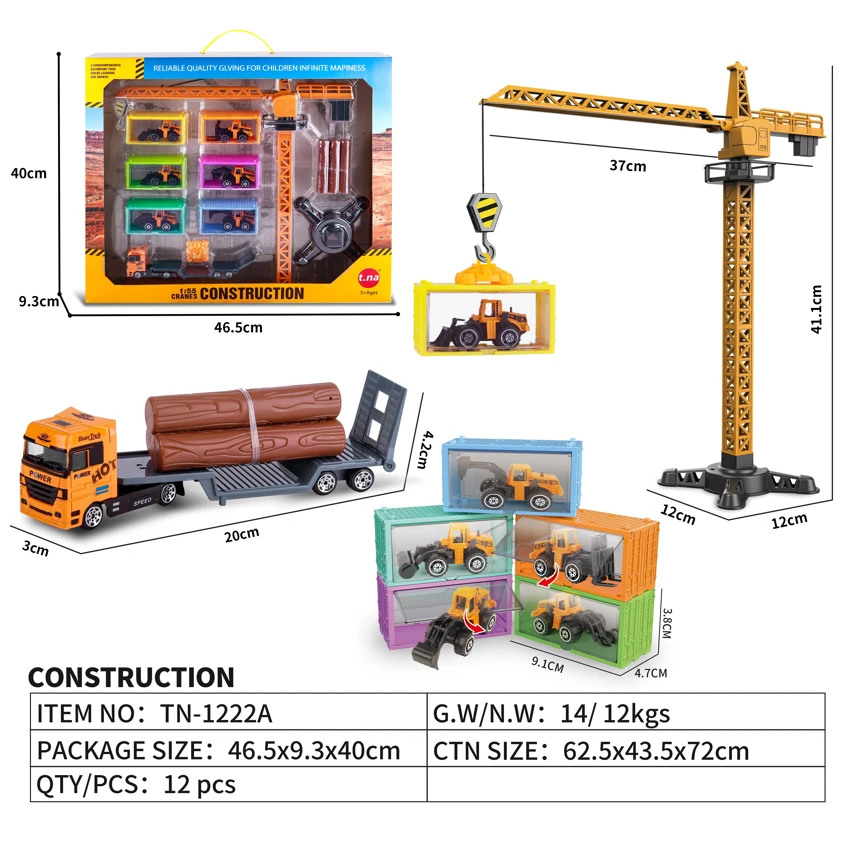 6-container Alloy Gliding Engineering Car Tower Crane Set