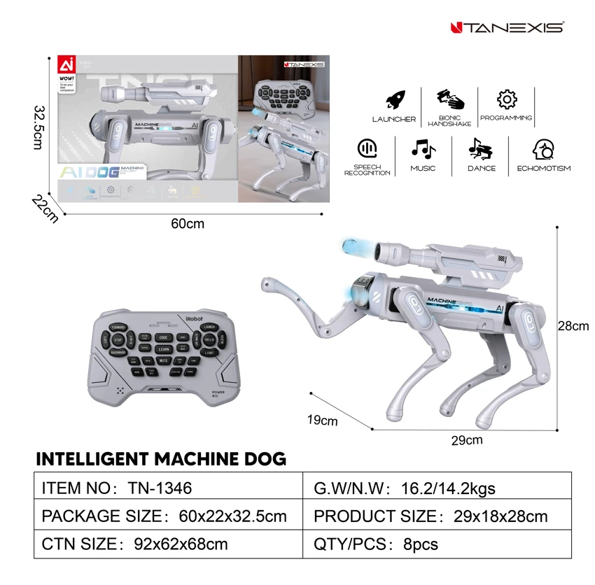 Intelligent Voice Remote Control Mechanical Dog Water Bullet Version White