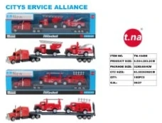 Alloy American Tractor with 2PCS Small Pull-back Fire Trucks