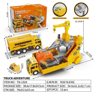 Inertia Engineering Truck Adventure Game with Light & Sound Music with 3PCS Gliding Mini Cars