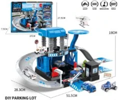 Track Parking Lot Police Series with 3PCS Alloy Gliding Cars 2-style Mixed