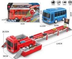Lampu dan musik penyimpanan bus ejektif deformasi dengan 6 paduan seri balap slide
