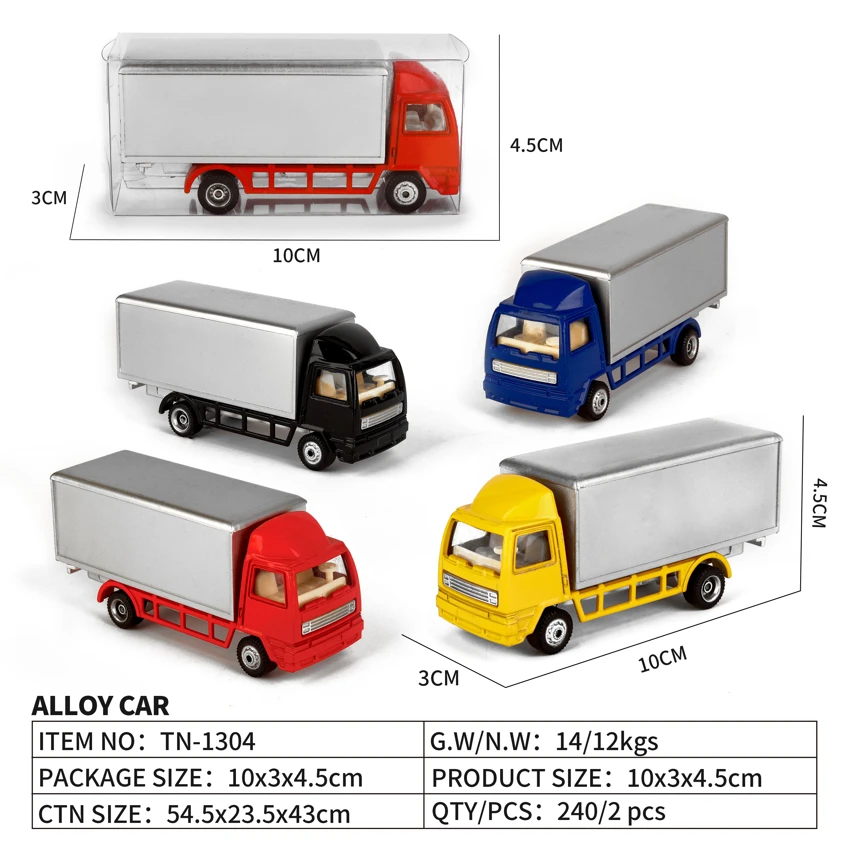 Simulation Alloy Pull-back Container Truck 4-color Mixed