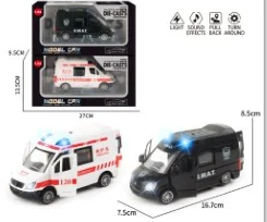 1:32 Light & Sound Alloy Pull-back Ambulance Door-openable 2-color Mixed