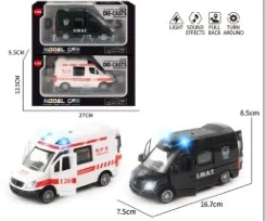1:32 Light & Sound Alloy Pull-back Ambulance Door-openable 2-color Mixed